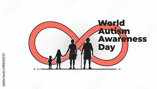 World Autism Awareness Day Family Silhouette Infinity Symbol
