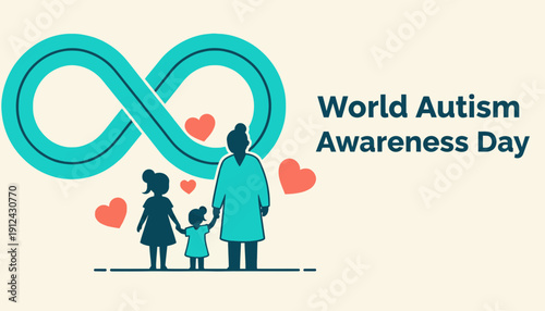 World Autism Awareness Day Family Support Infinity Symbol Hearts