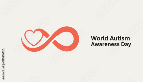 World Autism Awareness Day symbol: infinity heart, diversity, neurodiversity celebration