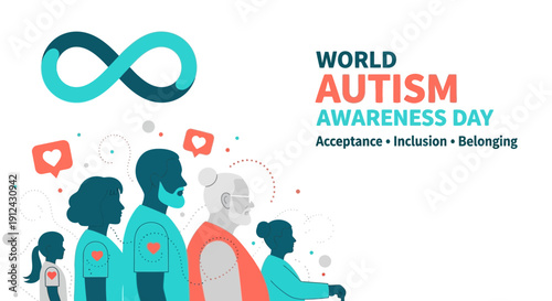 World Autism Awareness Day, Infinity Symbol, Diverse People, Acceptance, Inclusion