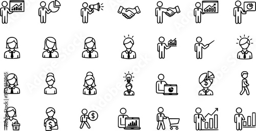 Business People Icons: Diverse Set of Icons for Presentations, Websites and More