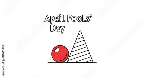 April Fools Day Fun: Red Clown Nose and Party Hat Illustration