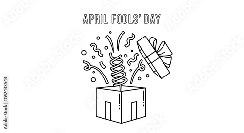 April Fools' Day Gift Box Surprise with Confetti and Spring Toy