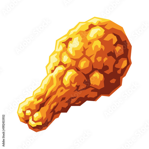 Crispy golden brown fried chicken drumstick with a textured coating isolated on white