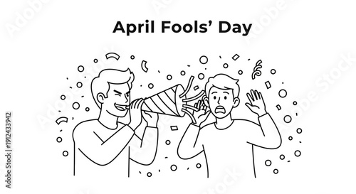 April Fools' Day Prank: Man Surprises Friend with Party Popper and Confetti