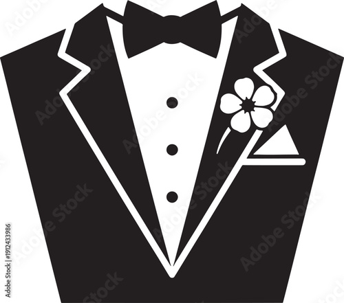 Black and white sketched of a cat wearing a bow tie and a flower on its chest sketched cat