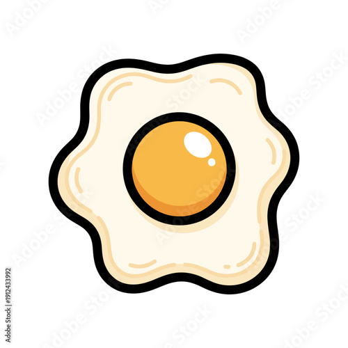 Pixel Art Fried Egg with a Yellow Yolk and White Outline on White Background