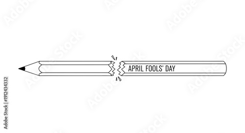 Broken Pencil with April Fools Day Text, Conceptual Image