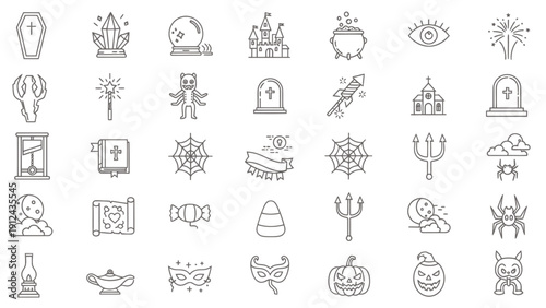 Assorted monochrome doodle icons featuring animals, plants, and everyday objects in a playful collection.