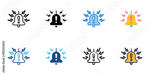 Emergency broadcast icons set multiple style collection. Editable stroke 
