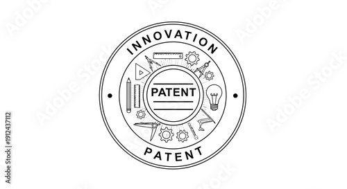 Innovation Patent Stamp: Idea, Invention, Business, Technology, Engineering
