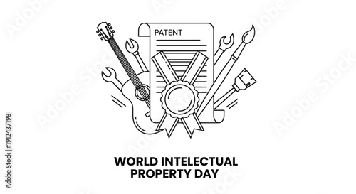World Intellectual Property Day Celebration: Innovation, Creativity, and Invention Symbols