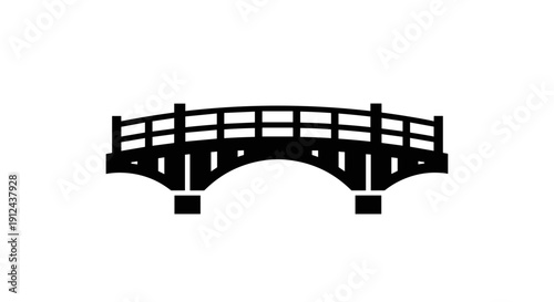 Silhouetted arched bridge with railings displaying graceful symmetry.