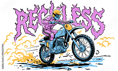 Legend race. Road speed graphic print. Extreme dirt bike racing. Motorcycle print design for t shirt print, poster, sticker, background and other uses