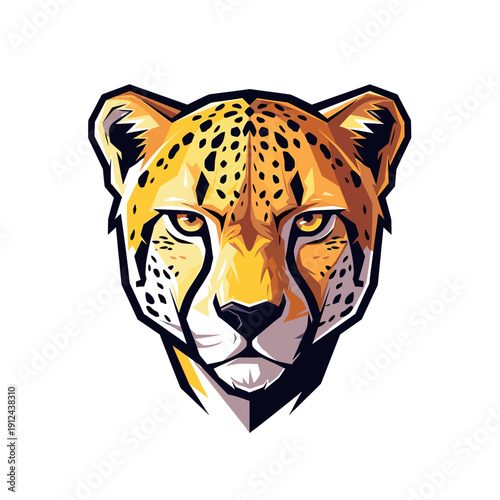 Stylized Cheetah Portrait with Intense Gaze and Spotted Fur