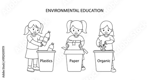 Children Learning Environmental Education and Recycling