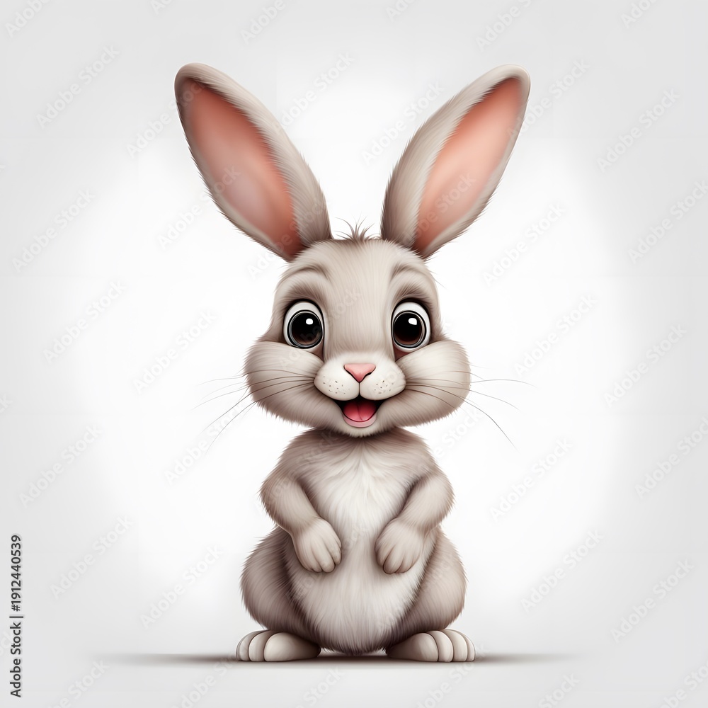 Obraz premium Cartoon cute rabbit posing isolated on white background