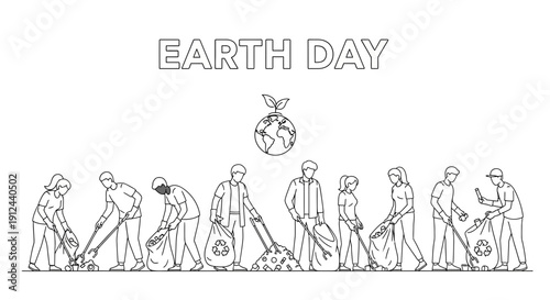 Earth Day Cleanup: Diverse People Cleaning Environment, Saving Planet