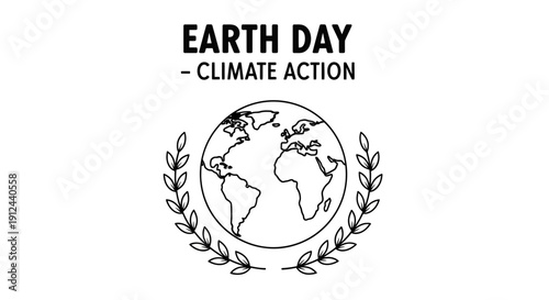 Earth Day Climate Action Globe Laurel Wreath Icon