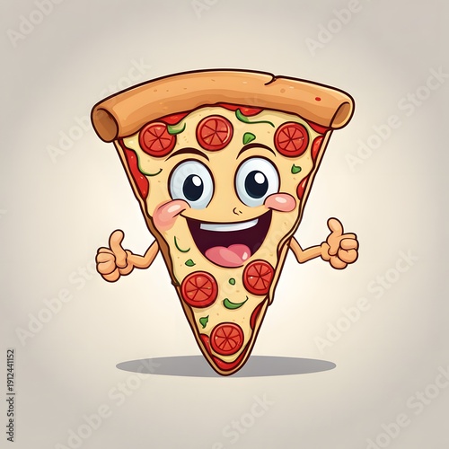 Cartoon pizza slice with smile
