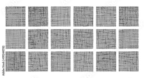 abstract hand-drawn grid patterns featuring irregular lines creating a rustic fabric weave texture on a white background perfect for graphic design elements textile prints and digital paper.
