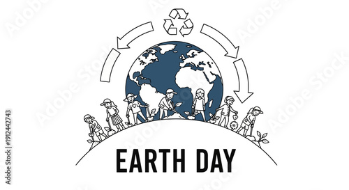 Kids Planting Trees for Earth Day, Environmental Protection and Recycling Concept