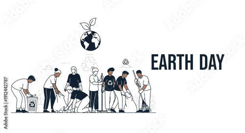 People Cleaning Up Planet Earth for Earth Day - Environmental Protection Concept