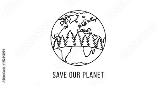 Save Our Planet: Globe with Forest Icon