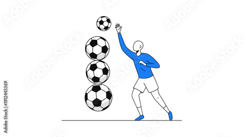 Soccer Player Kicking Ball Concept Illustration