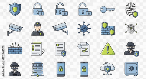 Cyber Security Icons Collection Digital Protection Symbols.