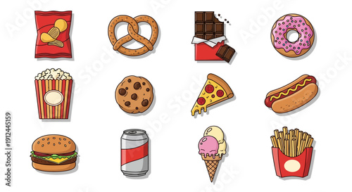 Variety of Fast Food and Sweets.