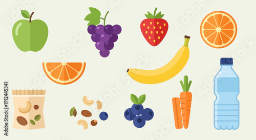 Assorted Fruits and Vegetables with Nuts.