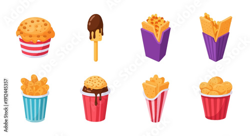Assorted French Fries and Ice Cream Cones.