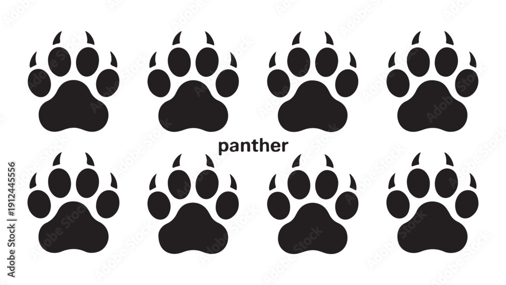 Fototapeta premium Minimalist panther paw silhouettes with sharp nails and lowercase typography for wildlife branding projects