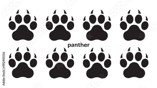 Minimalist panther paw silhouettes with sharp nails and lowercase typography for wildlife branding projects