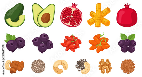 Assorted Fruits and Spices in Various Forms.