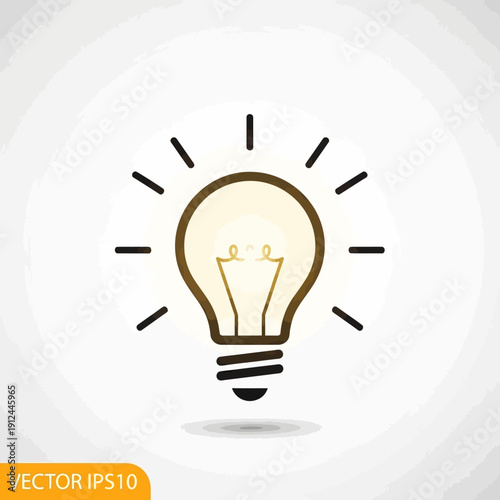 Glowing light bulb symbolizing a new idea or inspiration, on an isolated white background.