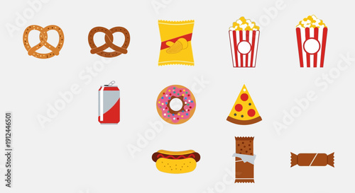 Assorted Food Items and Snacks Displayed.