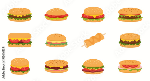 Assorted Sandwiches and Burger Variations.