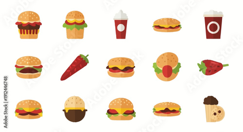 Assorted Fast Food Items and Beverages.