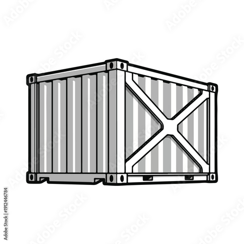A shipping container with a striped pattern