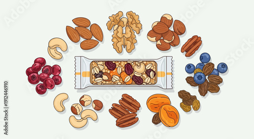 Assorted Nuts and Dried Fruits Arrangement.