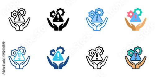 Incident command icons set multiple style collection. Editable stroke 
