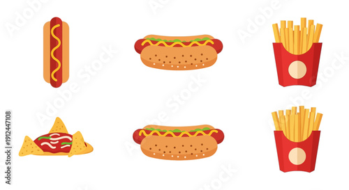 Hot Dogs and French Fries Fast Food.