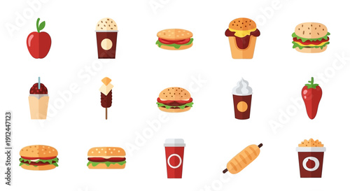Collection of Food and Drink Icons.