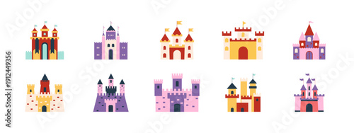 Set of 10 kingdom illustrations packs. Flat vector concepts.