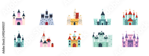 Set of 10 kingdom illustrations packs. Flat vector concepts.