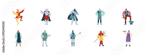 Set of 10 kingdom illustrations packs. Flat vector concepts.