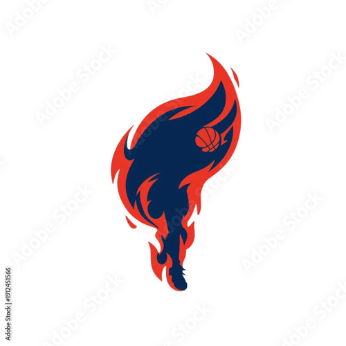 Abstract Red and Blue Flame Shape with Dynamic Flow