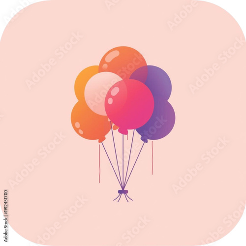 Colorful Cluster of Floating Balloons on Soft Pink Background